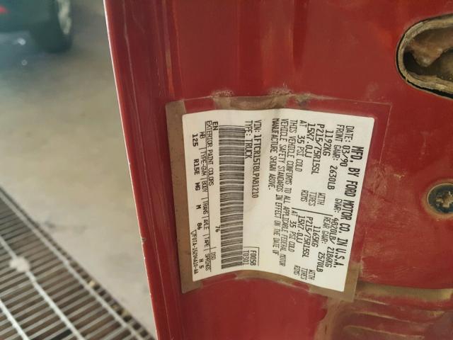 1FTCR15T8LPA81210 - 1990 FORD RANGER SUP RED photo 10