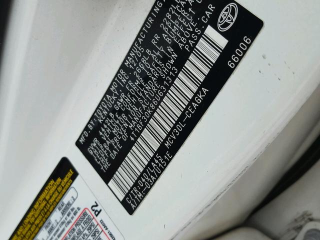 4T1BF30K86U631313 - 2006 TOYOTA CAMRY LE WHITE photo 10