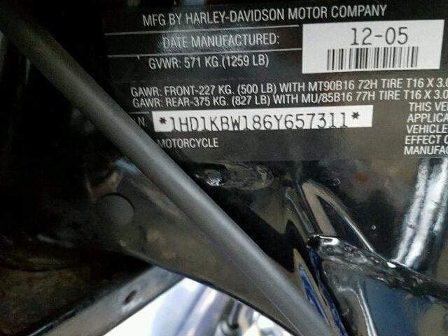 1HD1KBW186Y657311 - 2006 HARLEY-DAVIDSON FLHXI BLUE photo 10