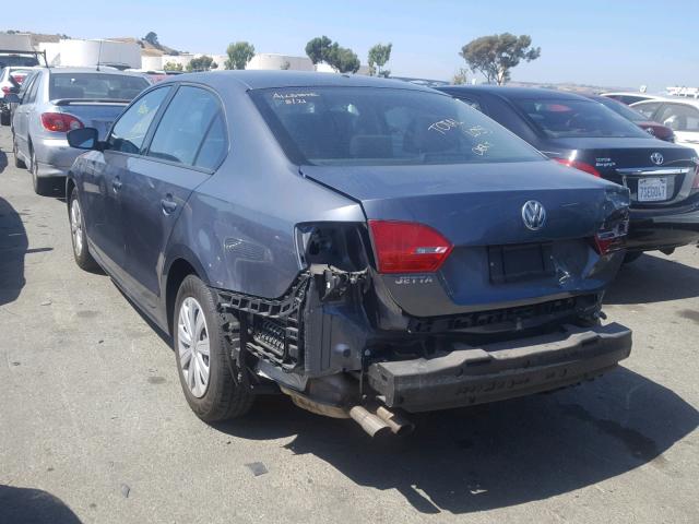 3VW2K7AJ3DM429023 - 2013 VOLKSWAGEN JETTA BASE Գրաֆիտ լուսանկար 3
