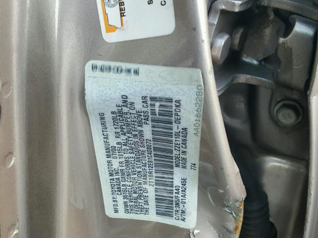 2T1BR12E81C408072 - 2001 TOYOTA COROLLA CE SILVER photo 10