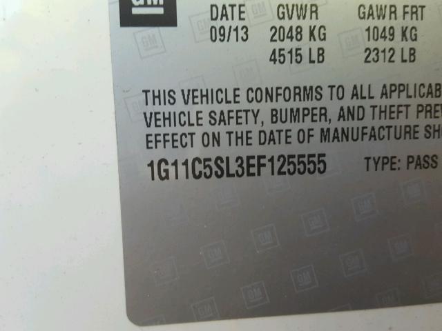 1G11C5SL3EF125555 - 2014 CHEVROLET MALIBU 1LT 白色 照片 10