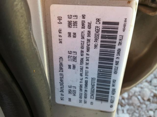 2C3HE66G24H672725 - 2004 CHRYSLER 300M SILVER photo 10