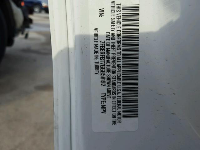 ZFBERFBT7G6B58192 - 2016 RAM PROMASTER 白色 照片 10