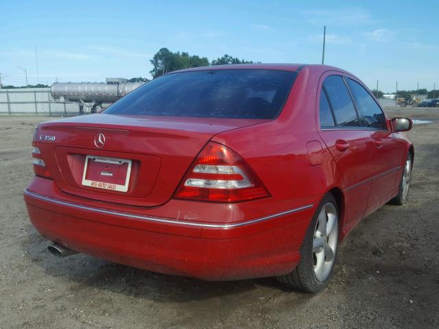 WDBRF56H56F737330 - 2006 MERCEDES-BENZ C 350 RED photo 4