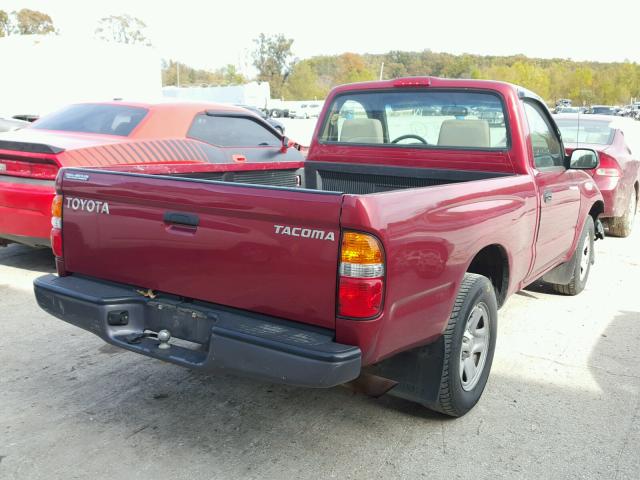 5TENL42N14Z444362 - 2004 TOYOTA TACOMA RED photo 4