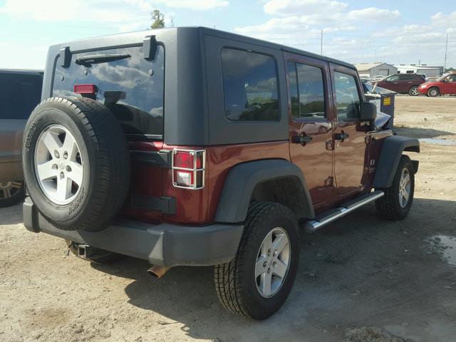 1J4GA39128L507074 - 2008 JEEP WRANGLER U BURGUNDY photo 4