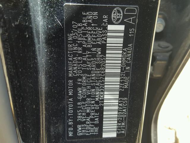 2T1KR32E57C682057 - 2007 TOYOTA COROLLA MA BLACK photo 10