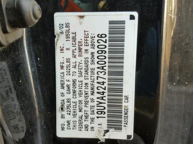 19UYA42473A009026 - 2003 ACURA 3.2CL BLACK photo 10