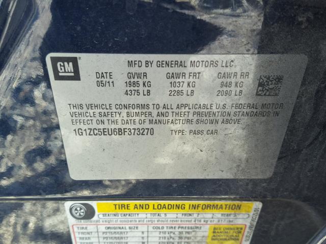 1G1ZC5EU6BF373270 - 2011 CHEVROLET MALIBU 1LT Mavi foto 10