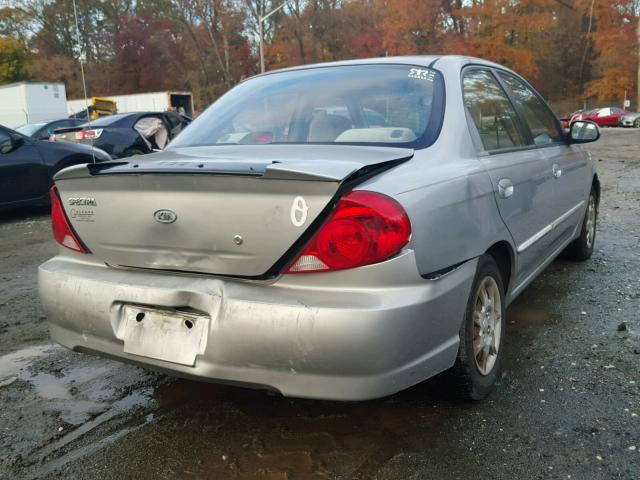 KNAFB121245315257 - 2004 KIA SPECTRA BA SILVER photo 4