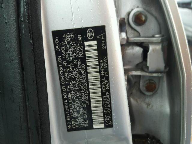 JTKKT604065003930 - 2006 TOYOTA SCION XA ვერცხლისფერი ფოტო 10