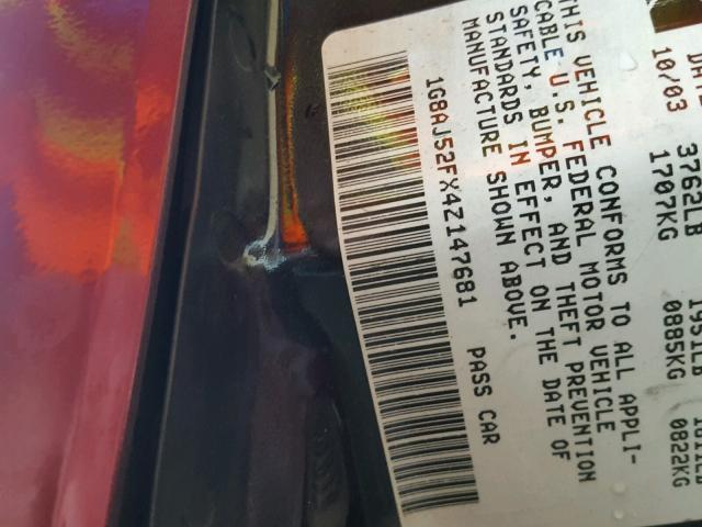 1G8AJ52FX4Z147681 - 2004 SATURN ION LEVEL 红色 照片 10