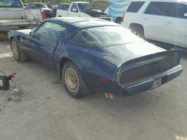 2W87TAL157293 - 1980 PONTIAC TRANS AM BLUE photo 3