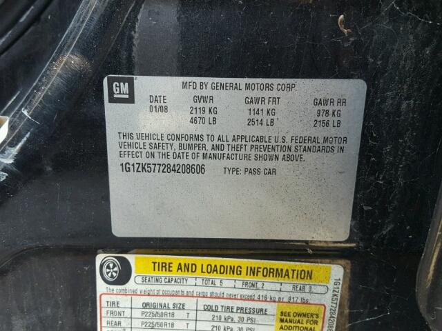 1G1ZK577284208606 - 2008 CHEVROLET MALIBU LTZ 黑色 照片 10