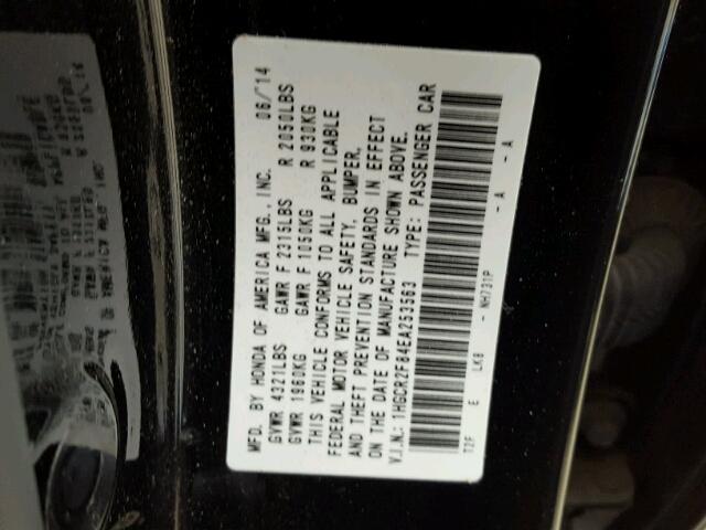 1HGCR2F84EA253563 - 2014 HONDA ACCORD EXL BLACK photo 10