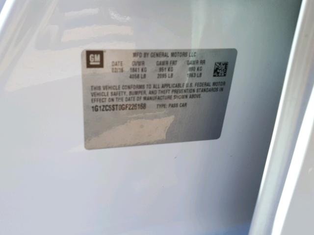 1G1ZC5ST0GF226168 - 2016 CHEVROLET MALIBU LS 白色 照片 10