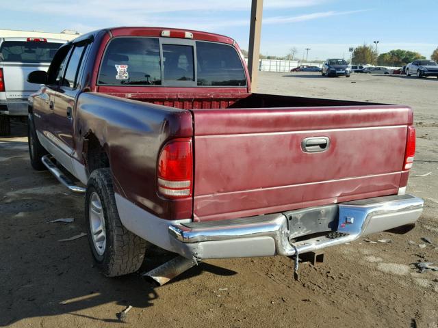 1B7HL2AN91S303526 - 2001 DODGE DAKOTA QUA MAROON photo 3