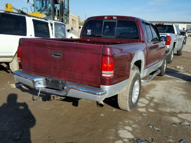 1B7HL2AN91S303526 - 2001 DODGE DAKOTA QUA MAROON photo 4