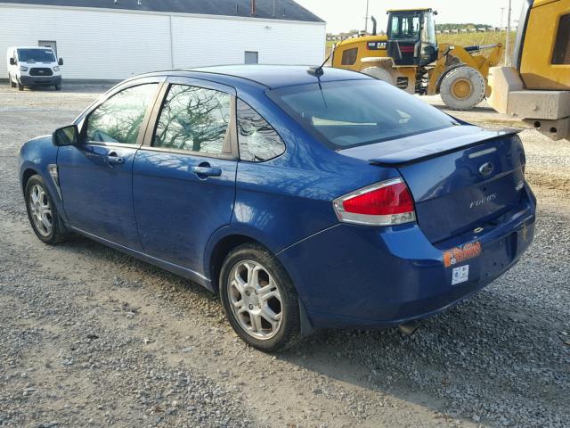 1FAHP35N78W110756 - 2008 FORD FOCUS SE BLUE photo 3