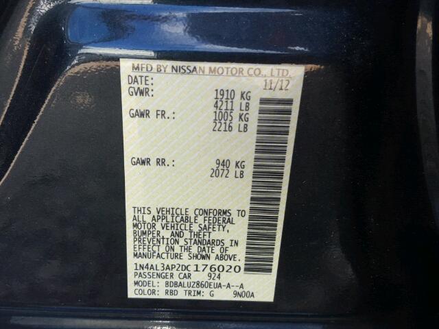 1N4AL3AP2DC176020 - 2013 NISSAN ALTIMA 2.5 CHARCOAL photo 10