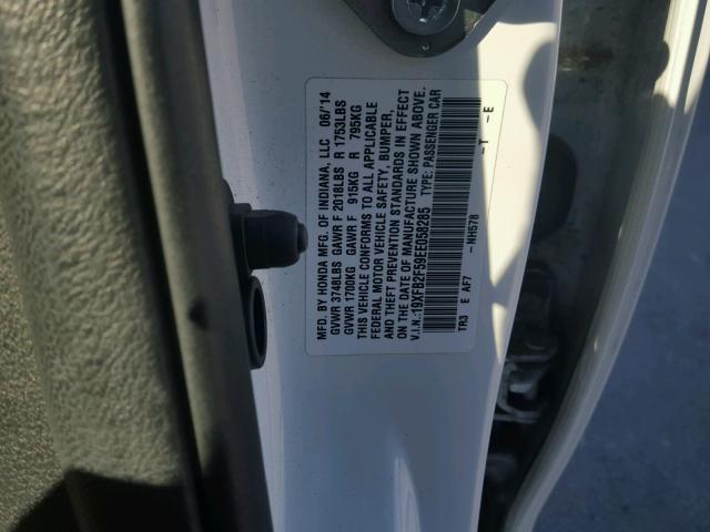 19XFB2F59EE058285 - 2014 HONDA CIVIC LX WHITE photo 10