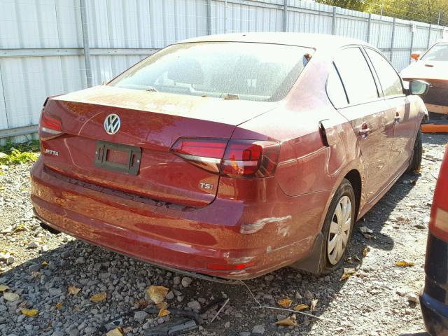 3VW267AJ1GM218363 - 2016 VOLKSWAGEN JETTA S RED photo 4