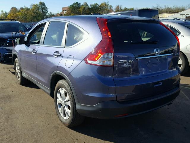 2HKRM4H57EH666513 - 2014 HONDA CR-V EX BLUE photo 3