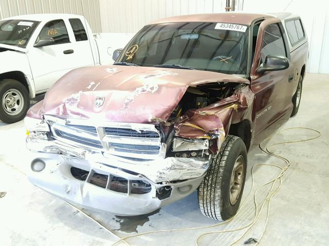 1B7GL22X9YS775988 - 2000 DODGE DAKOTA MAROON photo 2