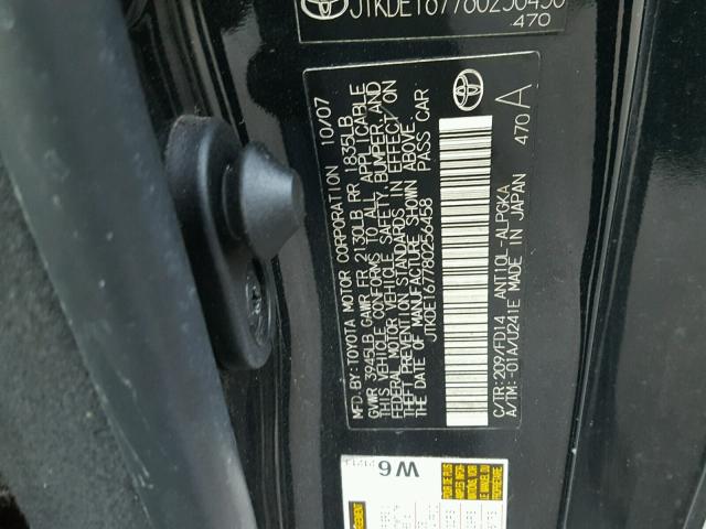 JTKDE167780256458 - 2008 TOYOTA SCION TC 黑色 照片 10