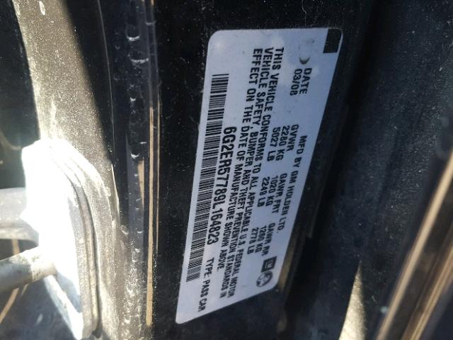 6G2ER57789L164823 - 2009 PONTIAC G8 BLACK photo 10