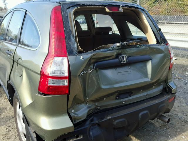 5J6RE48378L021219 - 2008 HONDA CR-V LX GREEN photo 9