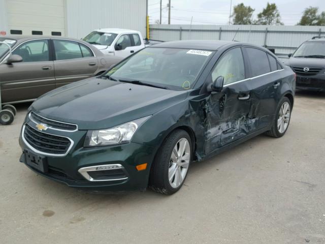 1G1PG5SB6F7266072 - 2015 CHEVROLET CRUZE LTZ GREEN photo 2