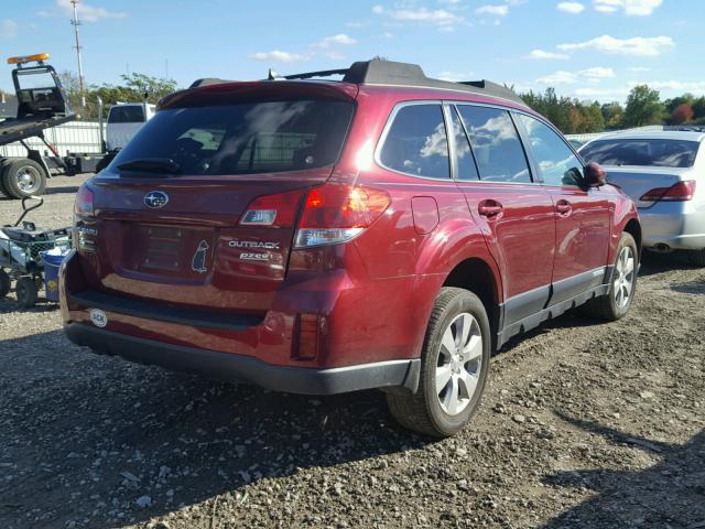 4S4BRBKC2B3407929 - 2011 SUBARU OUTBACK RED photo 4