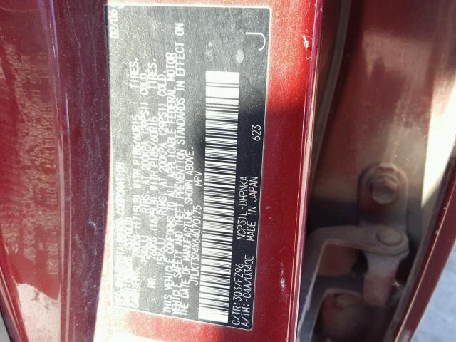 JTLKT324X64070175 - 2006 TOYOTA SCION XB Kastanienbraun Foto 10