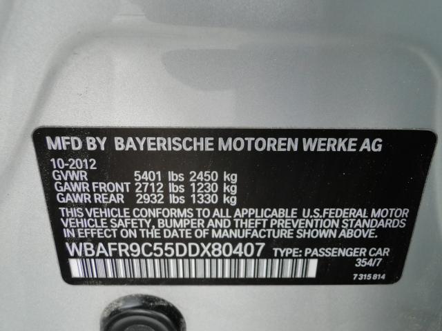 WBAFR9C55DDX80407 - 2013 BMW 550 I SILVER photo 10