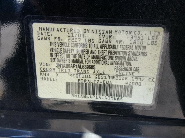 3N1AB6AP1AL639685 - 2010 NISSAN SENTRA 2.0 BLACK photo 10