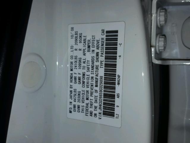 JH4CU26659C029898 - 2009 ACURA TSX WHITE photo 10