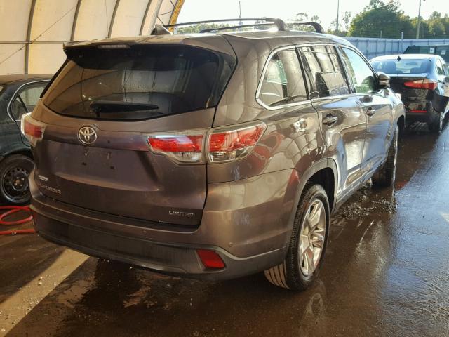 5TDYKRFH3ES011870 - 2014 TOYOTA HIGHLANDER CHARCOAL photo 4