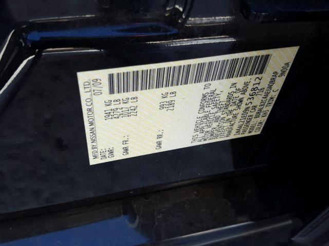 1N4AL21E09N536812 - 2009 NISSAN ALTIMA 2.5 BLACK photo 10