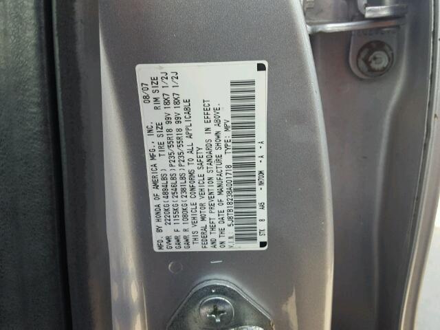 5J8TB18238A001718 - 2008 ACURA RDX SILVER photo 10