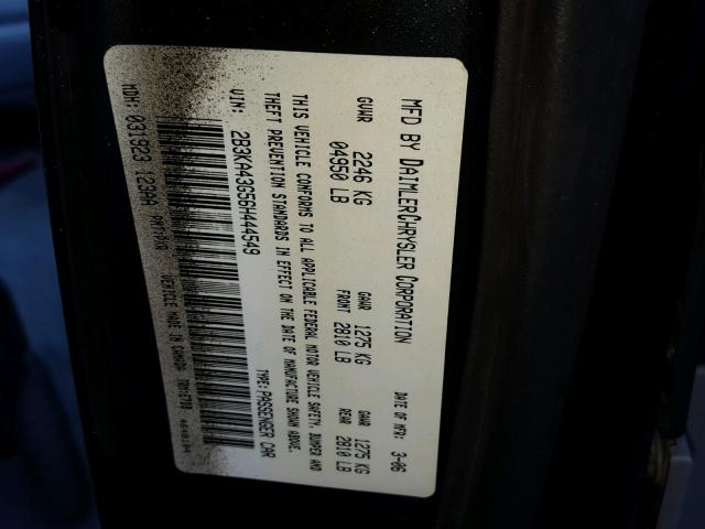 2B3KA43G56H444549 - 2006 DODGE CHARGER SE BLACK photo 10