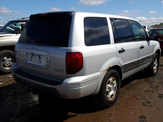 2HKYF18103H603154 - 2003 HONDA PILOT LX SILVER photo 4