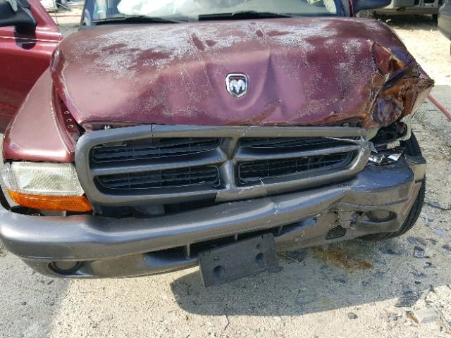 1B7GL12X72S541723 - 2002 DODGE DAKOTA BAS BURGUNDY photo 7