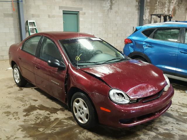 1B3ES46C21D161003 - 2001 DODGE NEON SE BURGUNDY photo 1