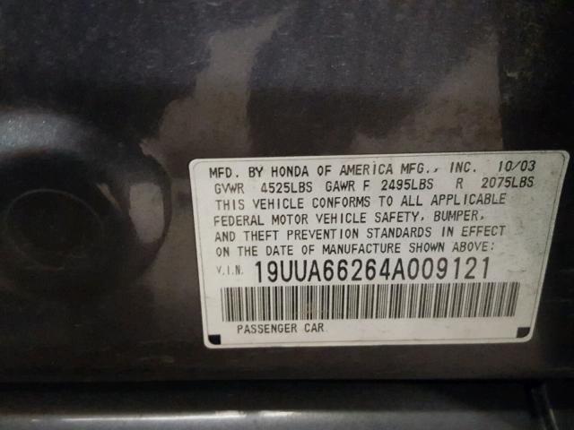 19UUA66264A009121 - 2004 ACURA TL GRAY photo 10