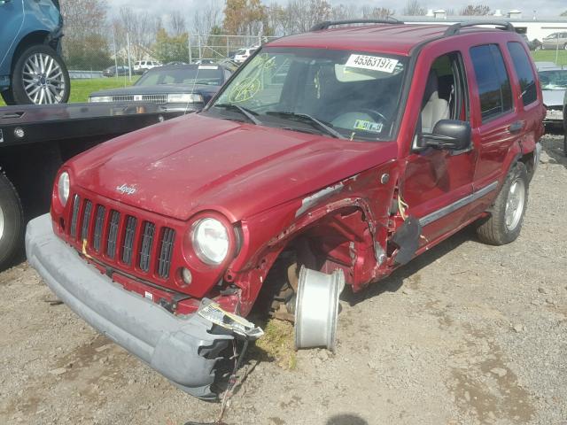 1J4GL48K15W697227 - 2005 JEEP LIBERTY SP RED photo 2