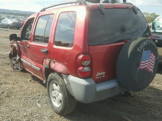 1J4GL48K15W697227 - 2005 JEEP LIBERTY SP RED photo 3