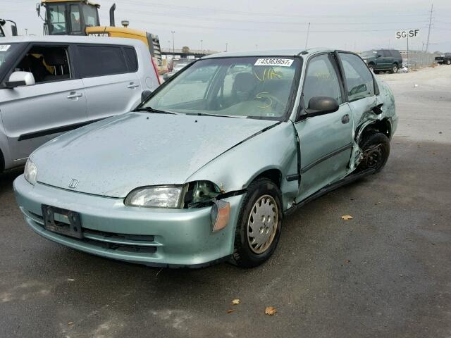 JHMEG8554NS042377 - 1992 HONDA CIVIC TURQUOISE photo 2