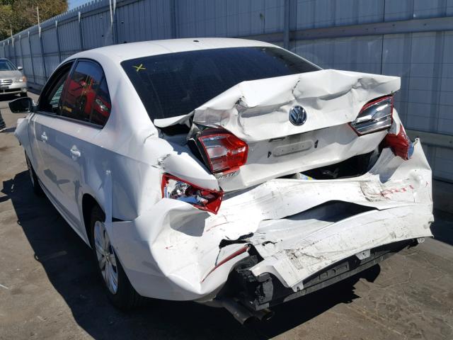 3VW2K7AJ5DM265306 - 2013 VOLKSWAGEN JETTA BASE WHITE photo 3